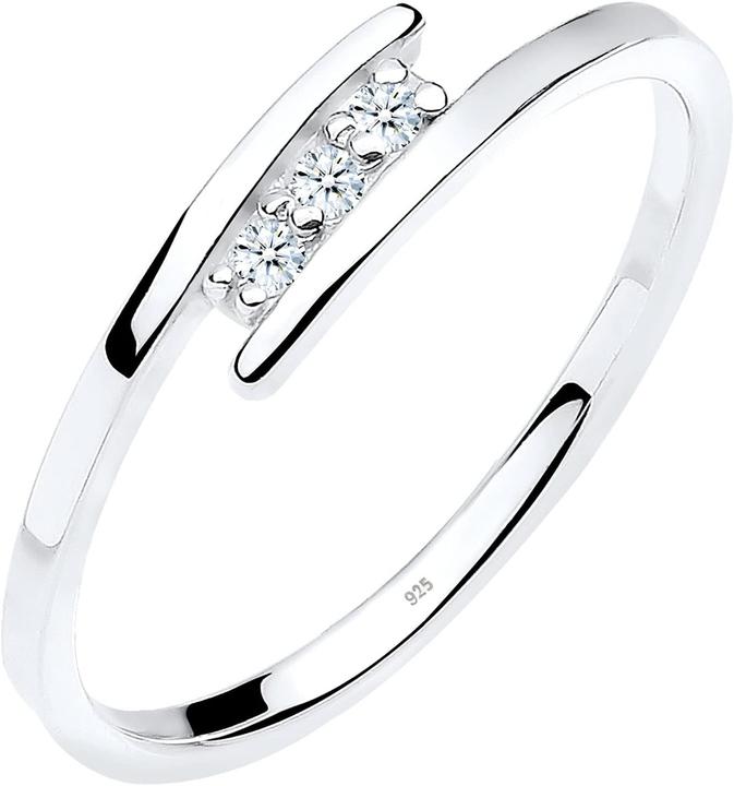 Elli Diamonds Womens Ring Classic Elegant with Diamond 006 ct in 925 Sterling Silver (52, 925 Silver)