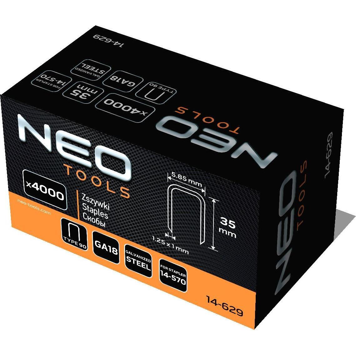 Neo, Büroklammer, Galvanisierte Heftklammern für pneumatischen Hefter (14-570), GA18, Typ 90 (4K), Länge 35 mm, 4000 s (...