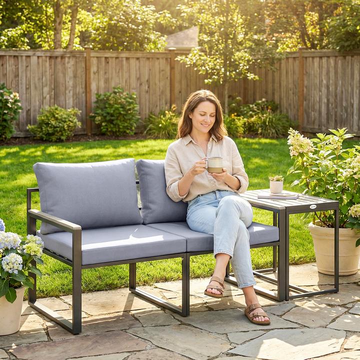 Image du produit Outsunny Balkonmöbel Set Stahl, Polyester Grau