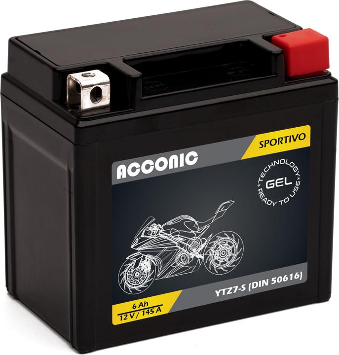 Actual product image Acconic Sportivo GEL YTZ7-S Motorradbatterie 6Ah 12V (DIN 50616) (12 V, 6 Ah)