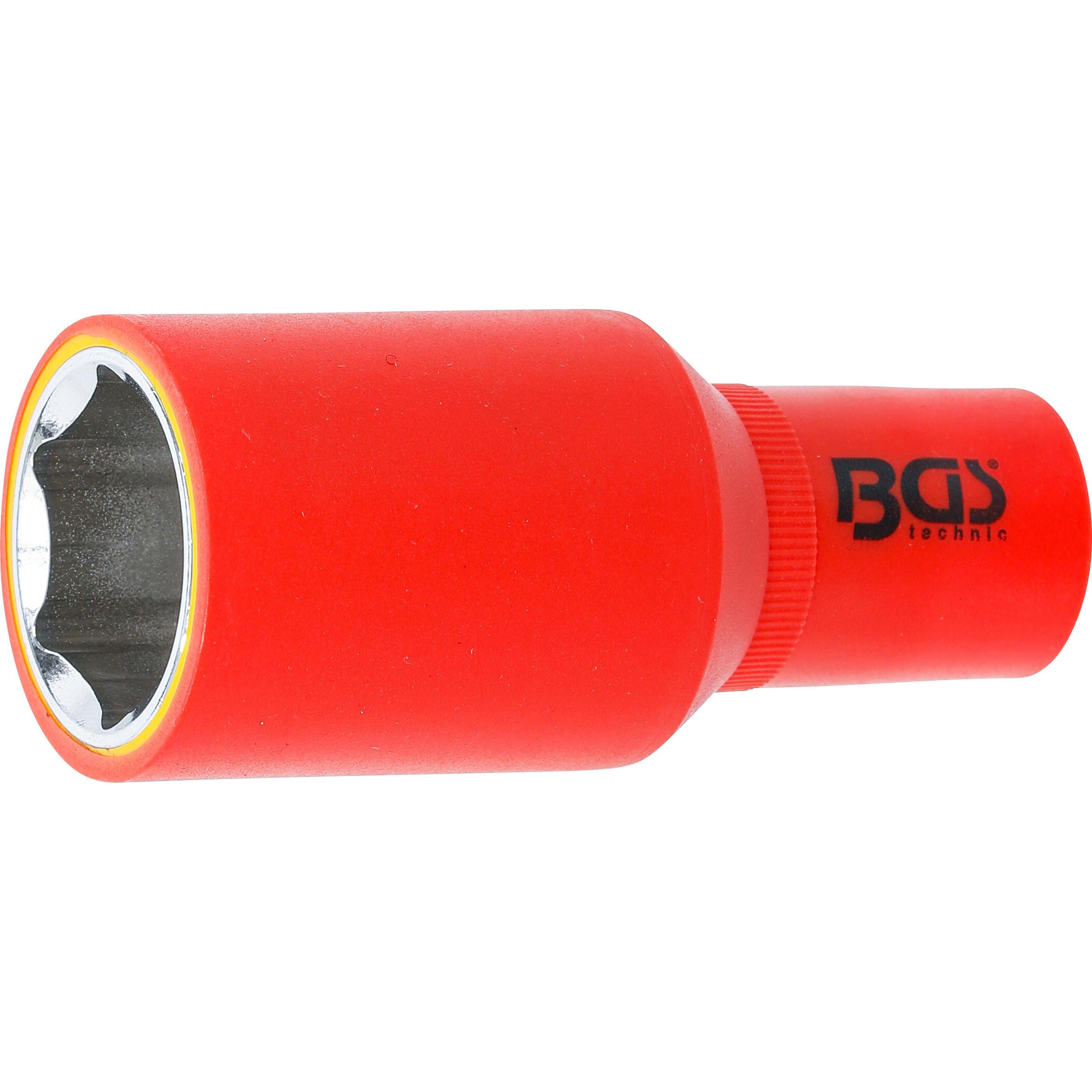 BGS, Steckschlüssel + Stecknuss, VDE-Steckschlüssel-Einsatz Sechskant Antrieb Innenvierkant 12,5 mm (1/2") SW 27 mm (27 ...