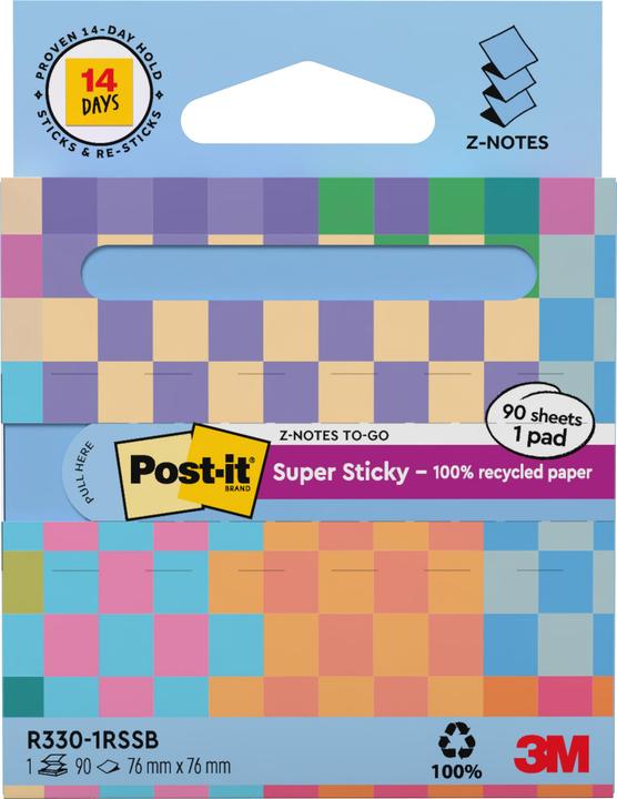 Actual product image Post-it Super Sticky Haftnotizen Z-Notes Recycling (76 x 76 mm)