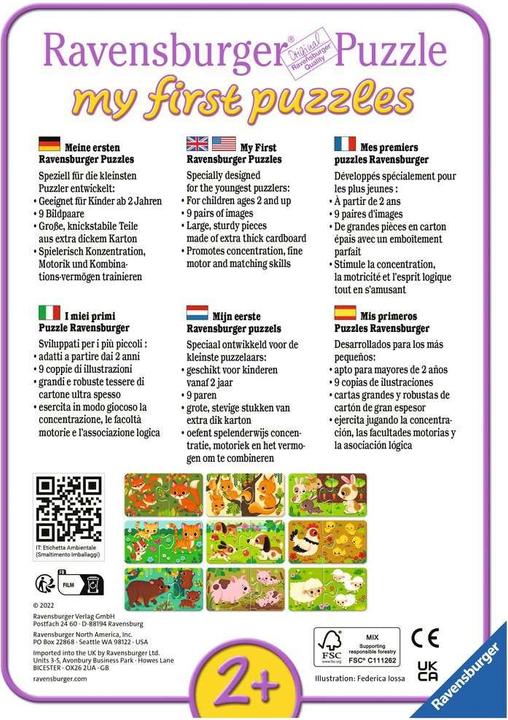 Actual product image Ravensburger Animals and their little ones puzzle (18 pieces)