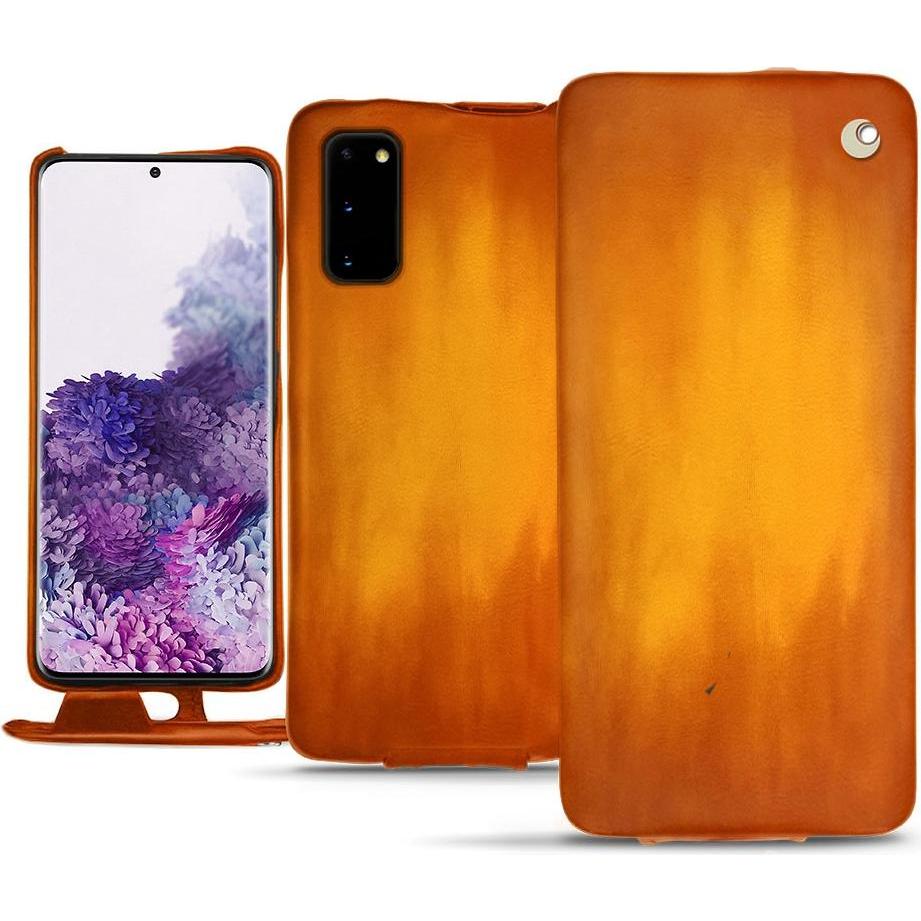 Noreve Lederschutzhülle vertikal (Samsung Galaxy S20), Smartphone Hülle, Orange