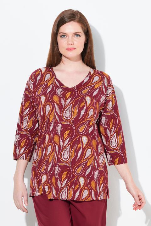 Produktbild Ulla Popken Pyjamashirt, Paisley, V-Ausschnitt, 3/4-Arm (46, 48)
