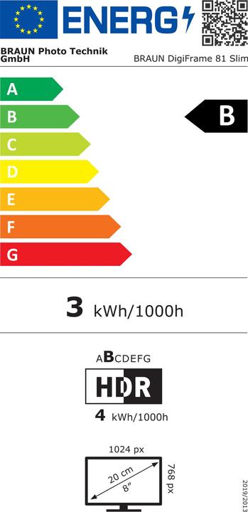 Energy Label Braun Photo BRAUN DigiFrame 81 Slim (8", 1024 x 768 pixels)