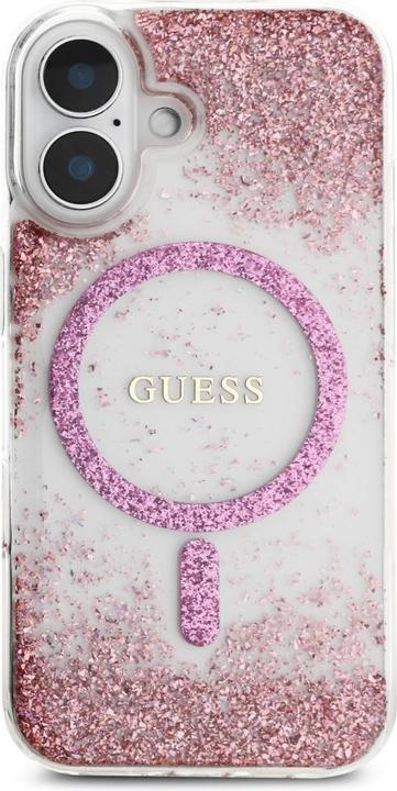 Produktbild Guess HC Resin Bottom Glitter MagSafe iPhone 16 Case - Pink (Apple iPhone 16)