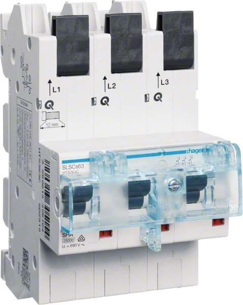 Actual product image Hager HAG HTS390C SLS switch 3P Cs 100A busbar