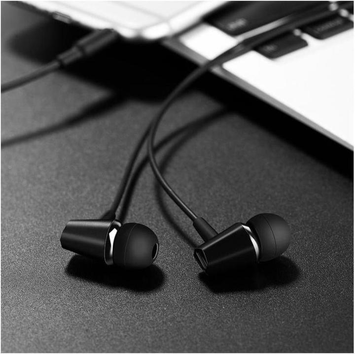 Actual product image Hoco Wired headphones wire earphones Jack 3,5 mm with microphone M34 black (Cable)