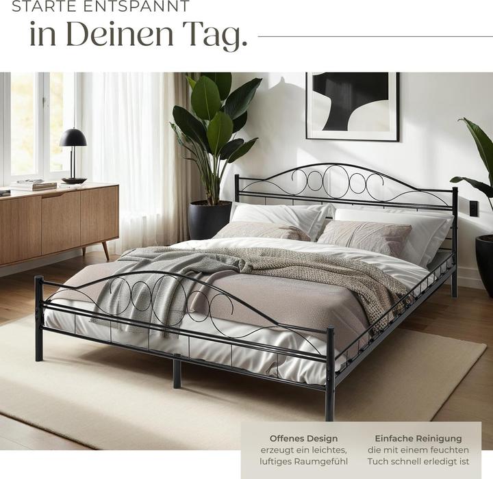 Produktbild tectake Metallbett (200 x 180 cm)