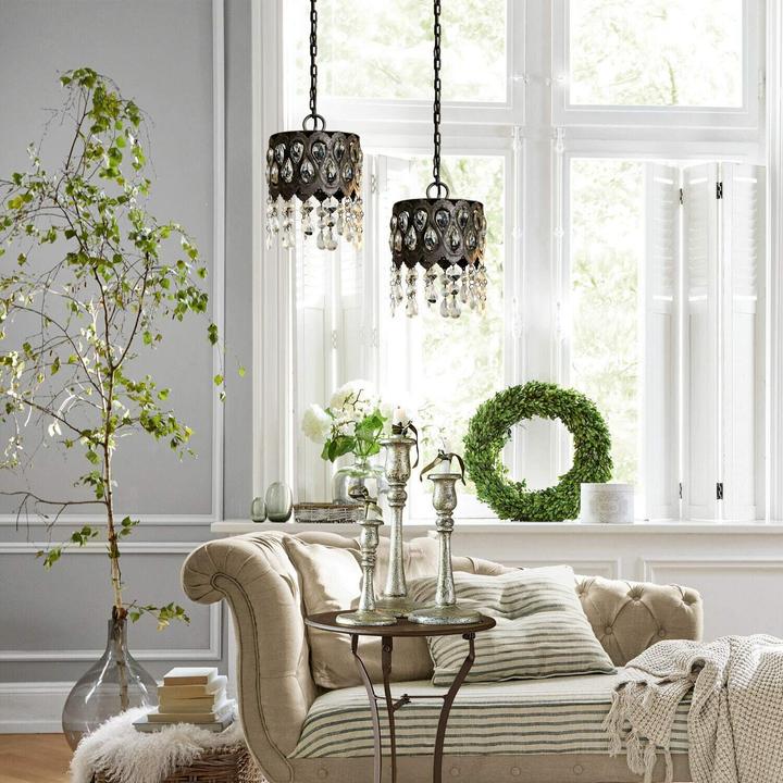 Image du produit Loberon Lampe à suspendre Charron gris antique/clair (E14)