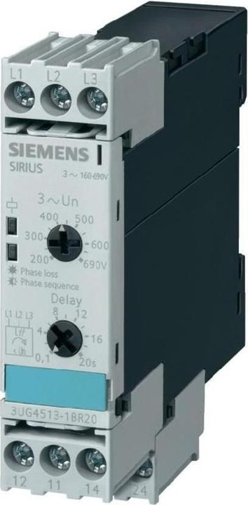 Produktbild Siemens SIRIUS 3UG4 Überwachungsrelais 3UG4512-1BR20 Überwachungsrelais für Netz- und dreiphasige Spannungen