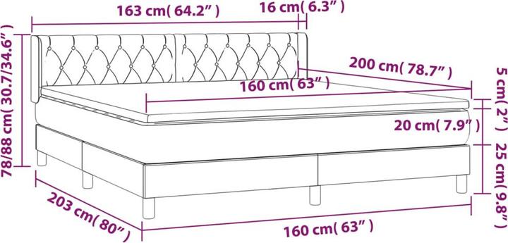 Produktbild vidaXL Boxspringbett (160 x 200 cm)