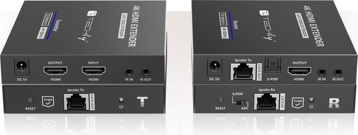 Immagine prodotto Techly Set di estensori HDMI nero Distanza di trasmissione su Cat6 / 6A / 7 fino a 70m Trasmissione (HDMI, 9.87 cm)