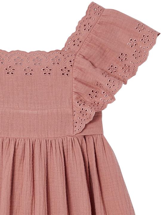 Vertbaudet Festliches Mädchen Musselinkleid mit bestickten Ärmeln (128)