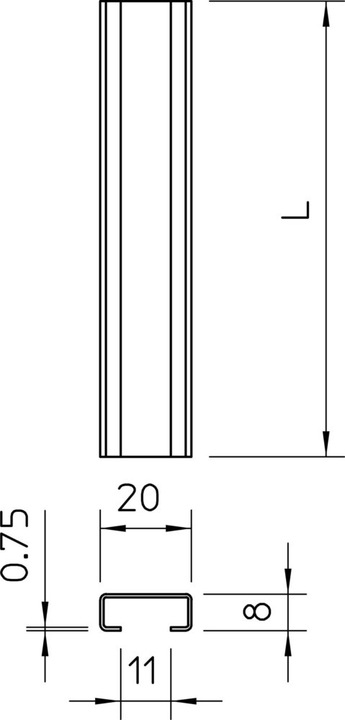 Immagine prodotto OBO Bettermann Binario profilato, non perforato, larghezza fessura 1105124 (200 cm)