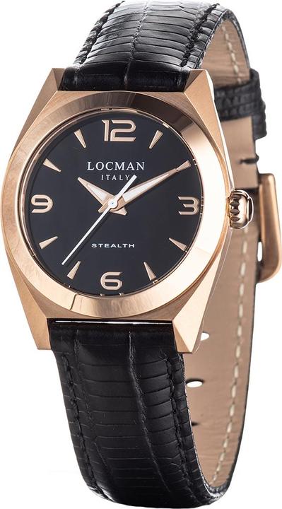 Produktbild Locman Italy Damenuhr Stealth Lady schwarz/rosé PVD Ref. 0804 (Uhr mit Schmuckstein, 33 mm)