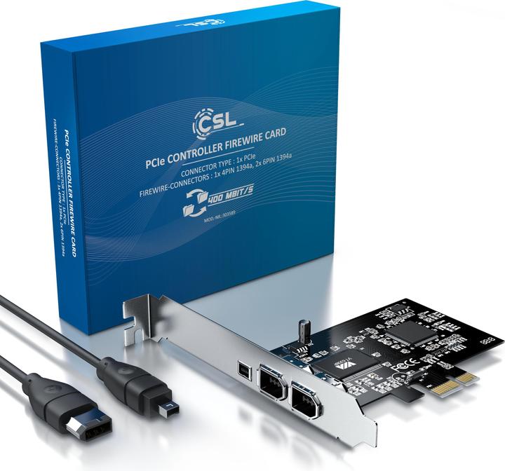 Produktbild CSL PCI Firewire Karte, Erweiterungskarte, Netzwerk-Adapter, 1394a 1394b Controller Karte, 3x Anschlüsse