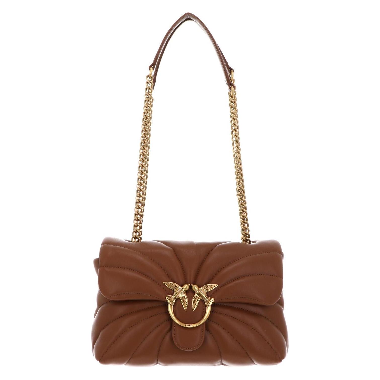 Pinko, Damen, Handtasche, Love Puff Classic Cl Sheep Nappa Quilt, Braun