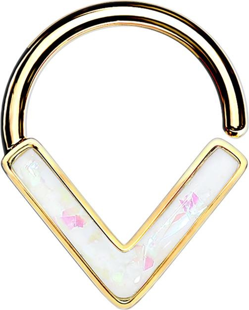 Actual product image Star Piercing Micro Piercing Ring Gold Plated Angle with Opal White (Surgical steel 316L, without brass)