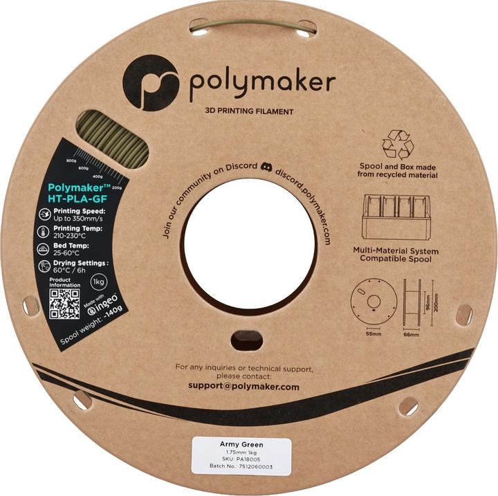 Actual product image Polymaker HT-PLA-GF (1.75 mm, 1000 g, Green)