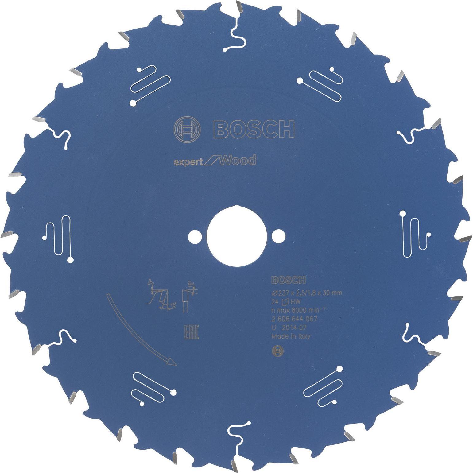 Bosch Professional Zubehör, Sägeblatt, Kreissägeblatt Expert for Wood, 237 x 30 x 2,5 mm, 24