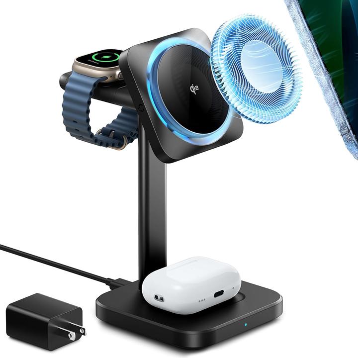Actual product image ESR Wireless 3-in-1 charging station (HaloLock) Qi2 with CryoBoost (15 W)