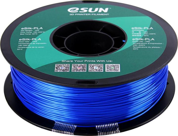 Produktbild eSUN eSilk-PLA 1,75mm Blue 1kg 3D Filament (PLA, 1.75 mm, 1000 g, Blau)