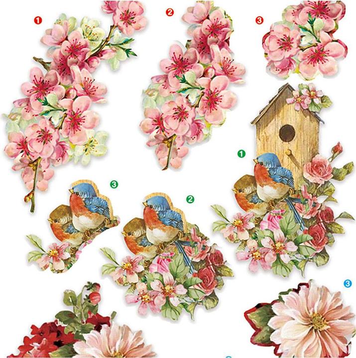 Immagine prodotto Creativ Company Fogli 3D fiori e uccelli, 4 fogli (4 x)