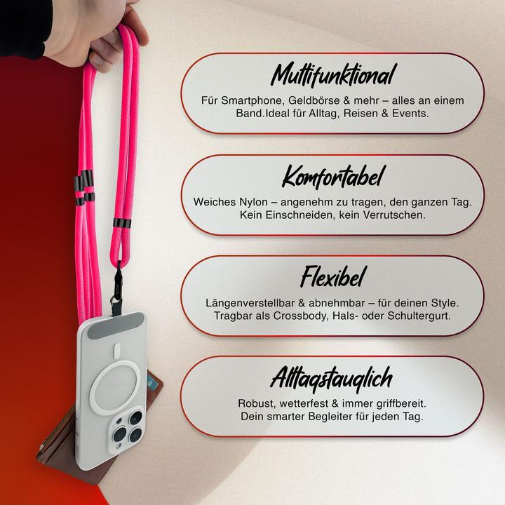 Produktbild Nalia HoldMe Lanyard Handykette - Universal Trageband für Smartphones - Verstellbar, Soft & Elastisch