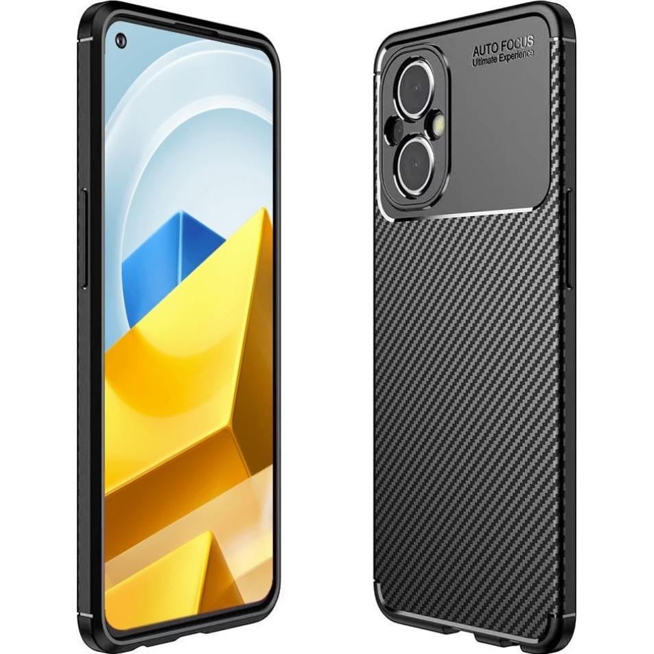 Screenguard Xiaomi Poco M5 Hülle Carbon Design TPU Case (Xiaomi Poco M5), Smartphone Hülle, Schwarz