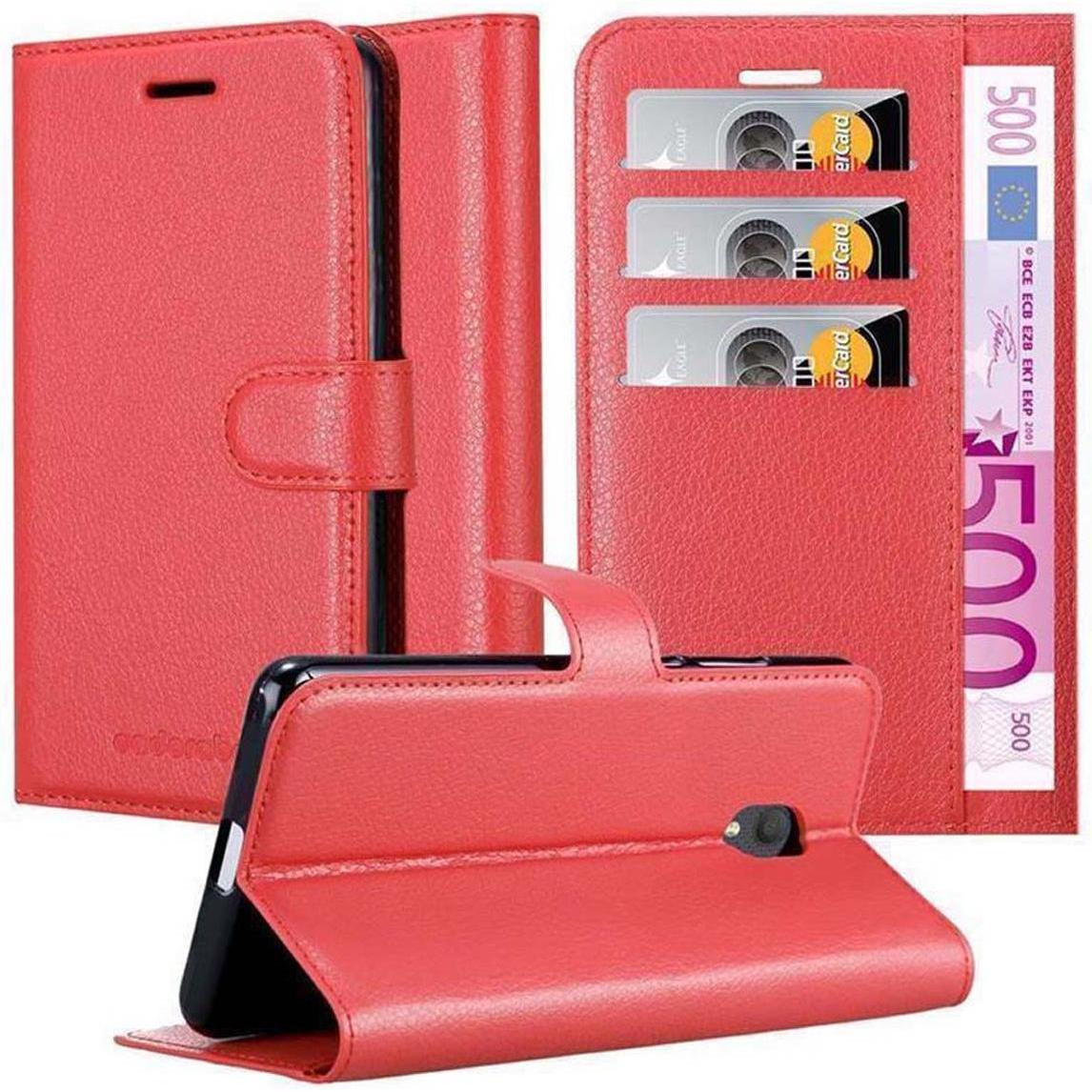 Cadorabo Book mit Standfunktion Cover (Alcatel 1C (2019)), Smartphone Hülle, Rot