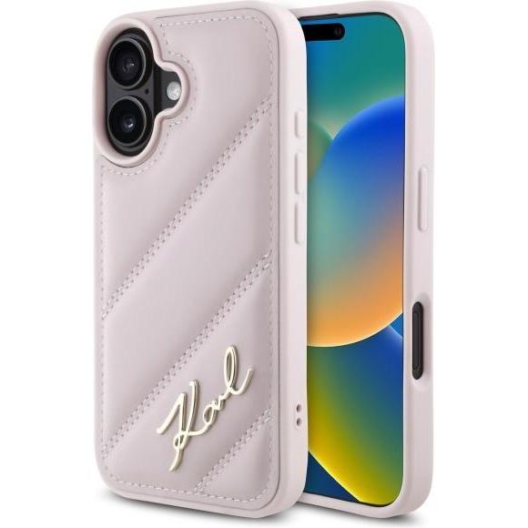 Karl Lagerfeld KLHCP16SPQDSMGP iPhone 16 6.1" różowy/pink hardcase Quilted Signature (Apple iPhone 16), Smartphone Hülle...
