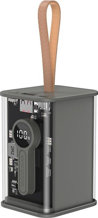 Actual product image Gembird Power Bank transparentny szybkie ładowanie QC3.0 18000 mAh czarny (38 W, 37 Wh)