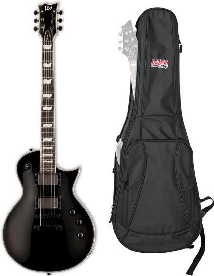 Actual product image ESP LTD EC-401BK Electric Guitar with Gator Gig Bag (Electric guitar, Mahogany, Nylon, Pao-Ferro)
