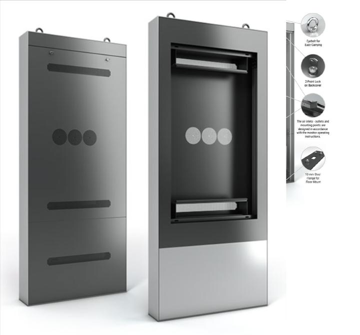 Produktbild DSS Outdoor Stele Portrait, 85" Bildschirm, Aluminium