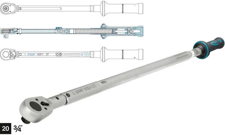 Produktbild HAZET Drehmomentschlüssel ∙ US-STANDARD 6132-1CT ∙ Nm min-max: 162.7 - 813.5 Nm ∙ lbf min-max: 120 … (3/4", 162.70 Nm, 813.50 Nm)