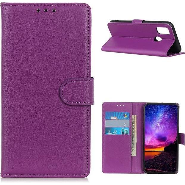 Thumbnail - MU Classic Litchi Leder Bookcover Series (Realme 7i), Smartphone Hülle, Violett