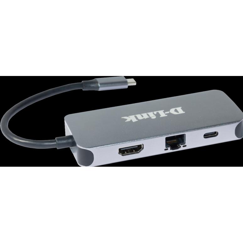 Thumbnail - D-Link DUB-2335, USB Type-C, HDMI, RJ-45, USB 3.2 Gen 1 (3.1 Gen 1) Type-A, USB Type-C, 5000 Mbit/s (USB-C, 6 Ports), Do...