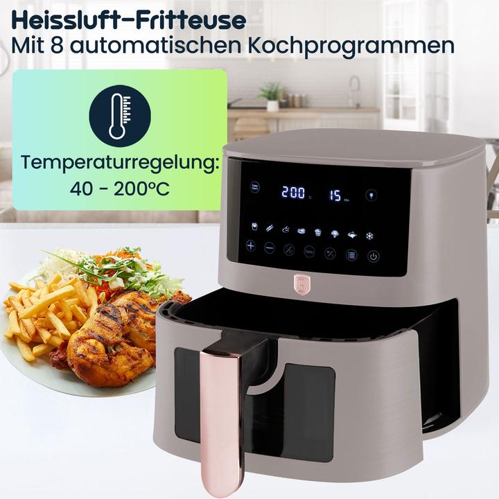 Produktbild BerlingerHaus Heissluftfritteuse mit 8 Kochprogrammen und Warmhaltefunktion, 5l, taupe