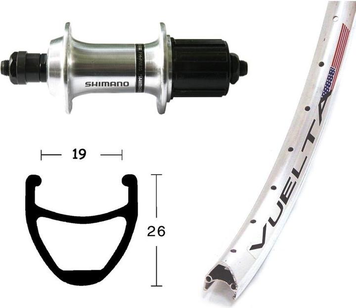 Vuelta Airline 1 rear wheel Shimano TX500 8/9/10-speed 26" (Rear wheel, 26")