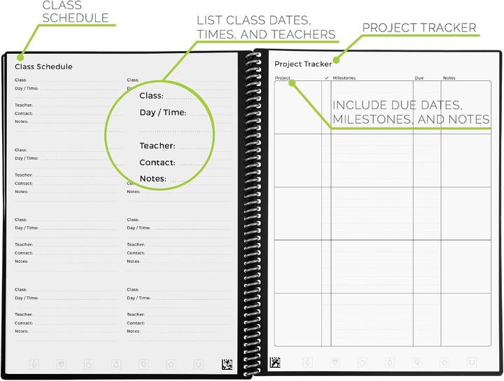 Produktbild Rocketbook Planer für Schule & Uni (21.5 x 28 cm, Speziallineatur, Harter Einband)