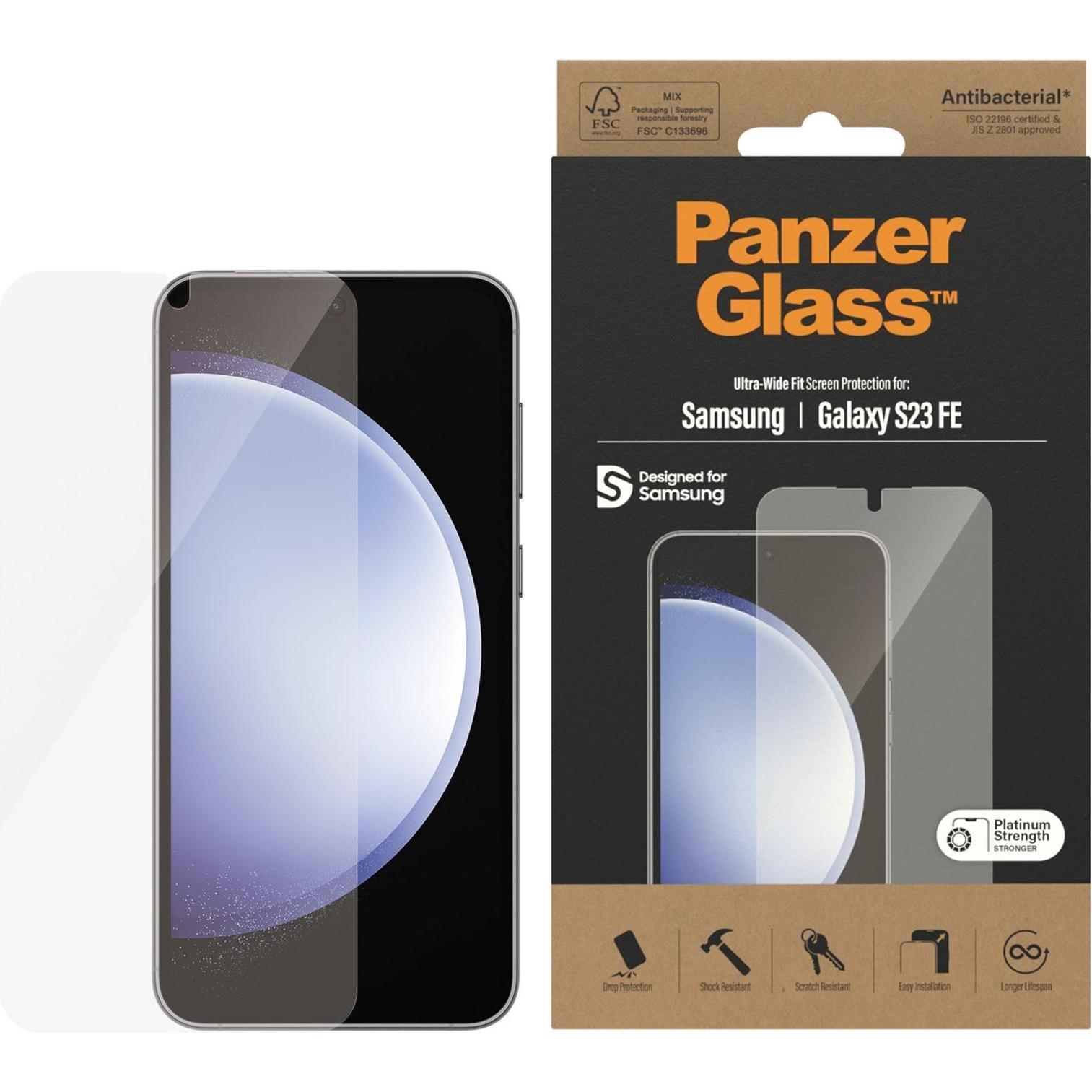 PanzerGlass Ultra-Wide Fit (1 Stück, Samsung Galaxy S23 FE), Smartphone Schutzfolie, Transparent