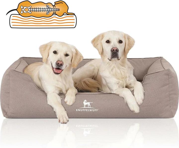 Actual product image Knuffelwuff Dog Bed Leon Velour XXXL, 155 x 105 cm, Beige/Grey (Dog)