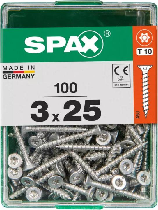 Produktbild Spax DIY Universal Senkkopf T-STAR plus VGW WIROX A9J 3x25 M 100 St. (100 Schrauben pro Stück)