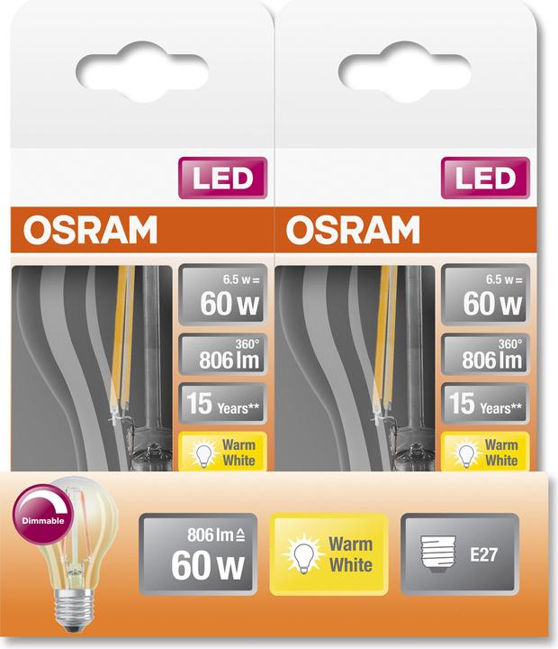 Actual product image Osram Retrofit Classic A (E27, 8.50 W, 806 lm, 1 x, F)