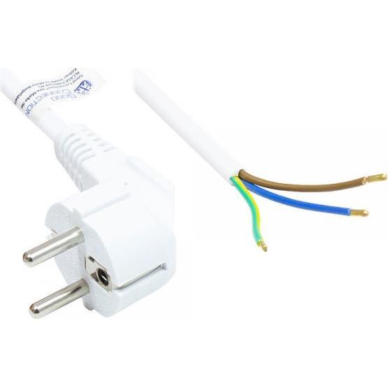 Good Connections, Verlängerungskabel, Netzkabel-Schutzkontaktstecker Typ E+F (CEE 7/7, gewinkelt) an abisolierten Enden,...