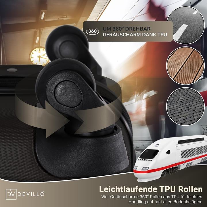 Immagine prodotto Devillo 4-teiliges Hartschalenkofferset mit Teleskopgriff (120 l)