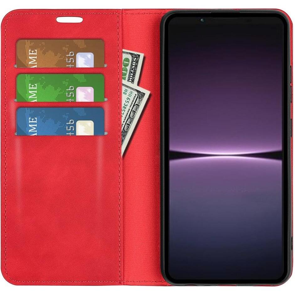 Thumbnail - Cover-Discount Sony Xperia 1 V - Stand Flip Case Hülle rot (Sony Xperia 1 V), Smartphone Hülle, Rot