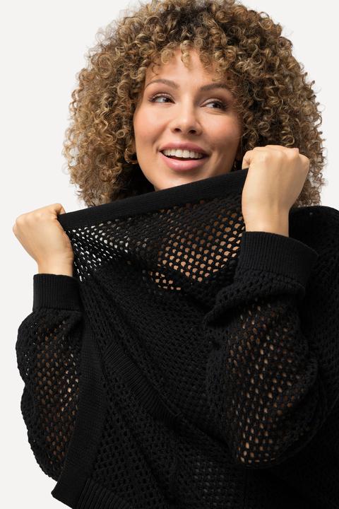 Produktbild Ulla Popken Long-Strickjacke, Netz-Optik, offene Form, V-Ausschnitt (42, 44)